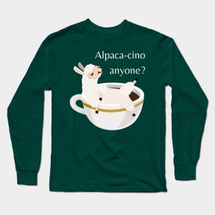 Lispe Alpaca -cino Anyone? Coffee Lover Dad Joke Long Sleeve T-Shirt